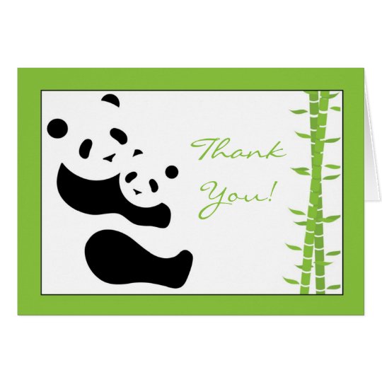 Moderner Panda u. Bambus danken Ihnen zu kardieren Karte