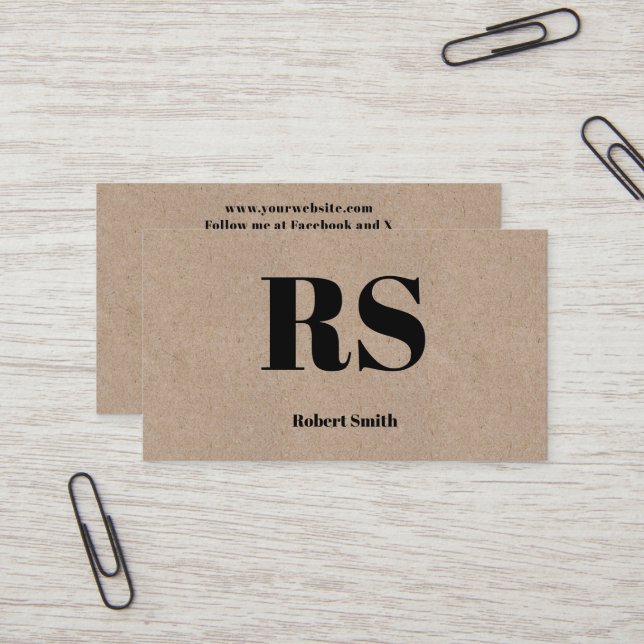 Moderner Papierstil für Monogram Visitenkarte (Vorderseite/Rückseite Beispiel)