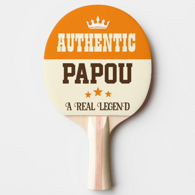 Moderner Papou Opa-Geschenk Orange Text Tischtennis Schläger (Vorderseite)