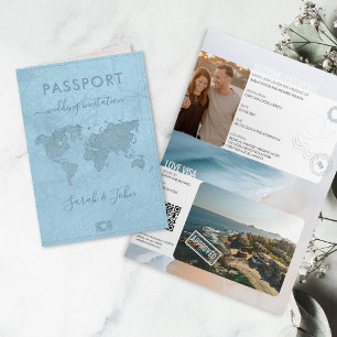 Moderner Passport Beach Hochzeit in Urlaubsort QR  Einladung
