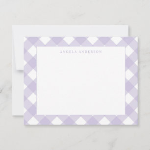 Moderner Pastel Lila Violet Gingham Karierter Karo Mitteilungskarte