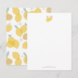 Moderner Pastell Citrus Lemons Muster Individuelle Mitteilungskarte