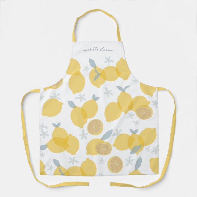 Moderner Pastell Citrus Lemons Muster Individuelle Schürze (Vorderseite)