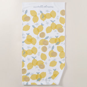 Moderner Pastell Citrus Lemons Muster Individuelle Strandtuch
