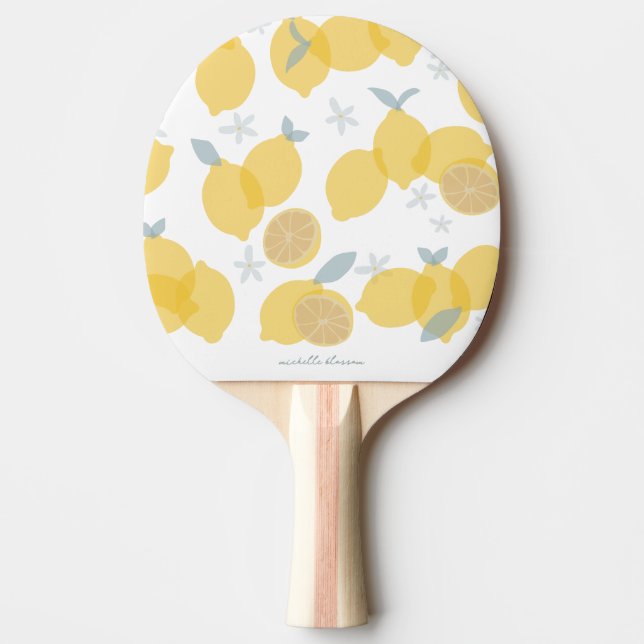Moderner Pastell Citrus Lemons Muster Individuelle Tischtennis Schläger (Vorderseite)