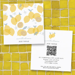 Moderner Pastell Citrus Lemons QR Code Quadratische Visitenkarte