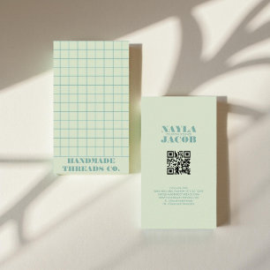 Moderner pastellblauer Prüfmuster QR-Code Visitenkarte