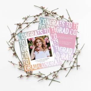 Moderner pastellfarbener Regenbogen Rosa Foto Absc Einladung