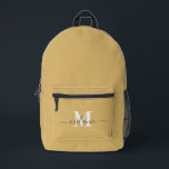 Moderner, pastellgelber Monogramm-Name Bedruckter Rucksack<br><div class="desc">Modernes,  pastellgelbes,  benutzerdefiniertes Monogramm,  bedruckter Rückpack</div>