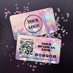 Moderner, pastellrosa, hellbrauner QR-Code Visitenkarte