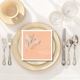 Moderner Peach Wedding Cocktail Serviette