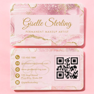 Moderner Permanent-Makeup-Artist-Blush-QR-Code Visitenkarte
