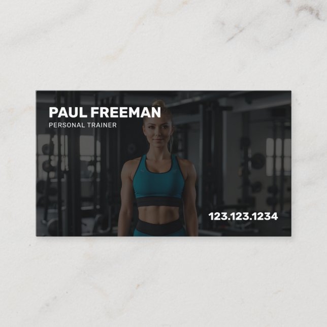 Moderner Personal Trainer für Schwarz und Weiß Visitenkarte (Vorderseite)