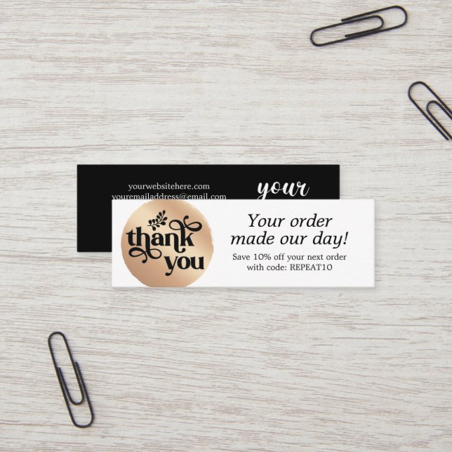 Moderner Personalisierter Bestellkreis Dankeschön  Mini Visitenkarte (Vorderseite/Rückseite Beispiel)