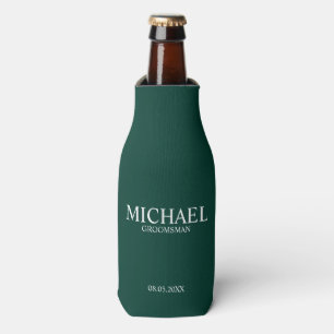 Moderner Personalisierter Emerald Green Trauzeuge Flaschenkühler