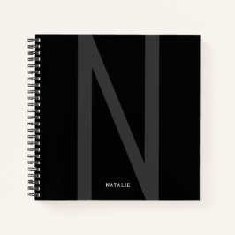 Moderner Personalisierter Großer Anfangsname Graue Notizbuch