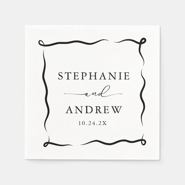 Moderner Personalisierter Hochzeitcocktail Napkins Serviette (Vorderseite)