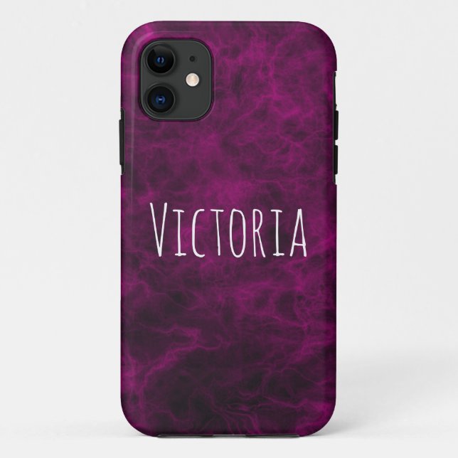 Moderner Personalisierter Lila Marmor Case-Mate iPhone Hülle (Rückseite)