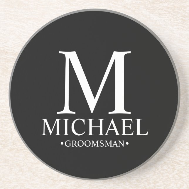 Moderner Personalisierter Monogramm- und Name-Trau Getränkeuntersetzer (Vorne)