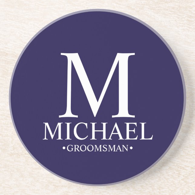 Moderner Personalisierter Monogramm- und Name-Trau Getränkeuntersetzer (Vorne)