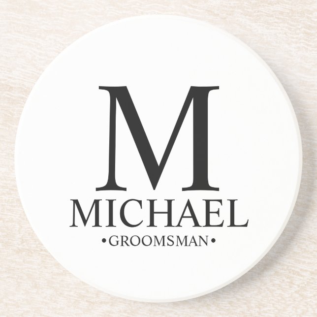 Moderner Personalisierter Monogramm- und Name-Trau Getränkeuntersetzer (Vorne)
