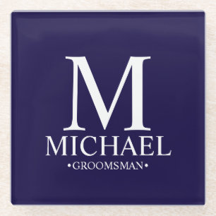 Moderner Personalisierter Monogramm- und Name-Trau Glasuntersetzer