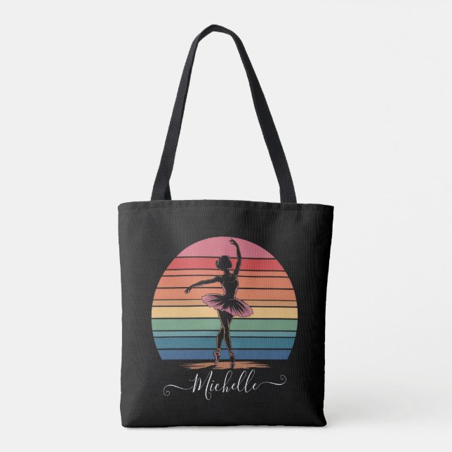 Moderner Personalisierter Name Ballerina schwarz Tasche (Rückseite)