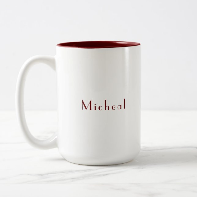 Moderner, Personalisierter Name, der für Sie maßge Zweifarbige Tasse (Links)