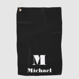 Moderner Personalisierter Name Erstfarbiges Schwar Golfhandtuch