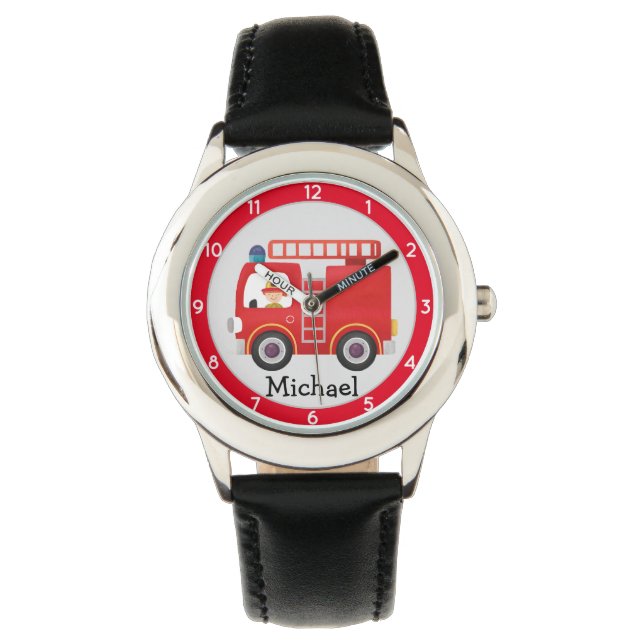Moderner Personalisierter Name für den Rotfeuerzug Armbanduhr (Vorderseite)