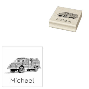 Moderner Personalisierter Name für Feuerwehrfahrze Gummistempel