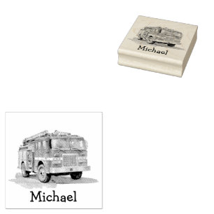 Moderner Personalisierter Name für Feuerwehrfahrze Gummistempel