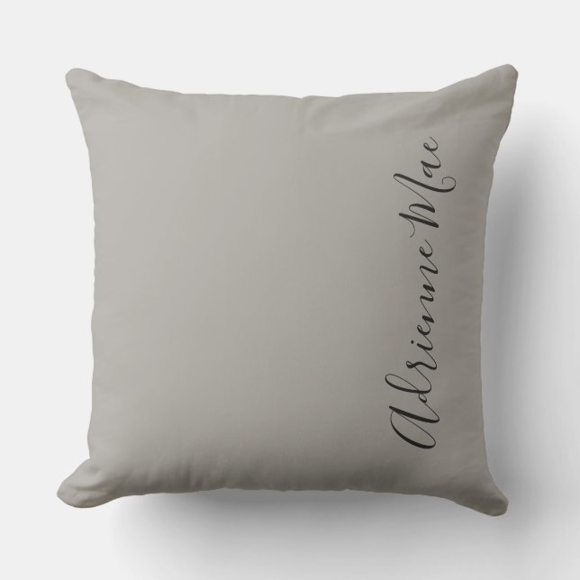 Moderner Personalisierter Name Minimalistisch Grau Kissen (Vorderseite)