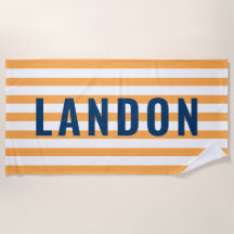 Moderner Personalisierter Name Navy Orange Striche