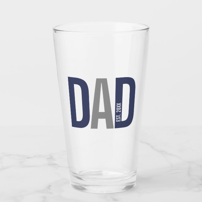 Moderner Personalisierter Navy-Vater etabliert Glas (Vorderseite)