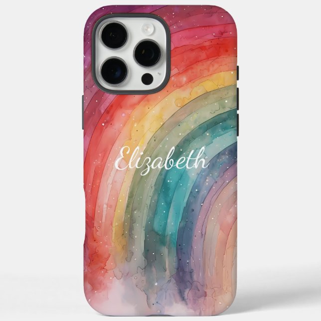 Moderner Personalisierter Regenbogen iPhone 16 Pro Max Hülle (Rückseite)