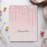 Moderner Personalisierter Rosa Glitzer iPad Hülle<br><div class="desc">Moderne Rosa-Rosa-Farbe,  mit einem funkelnden Imitat Glitzer Tropfen Effekt. Personalisieren Sie mit Ihrem Namen und Monogramm. Design© Rosalind Moore,  Cherry Lane Designs.</div>