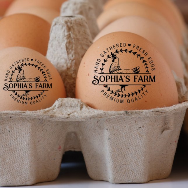 Moderner Personalisierter rustikaler Bauernhof Nam Gummistempel (Modern personalized farm owner name egg stamp)