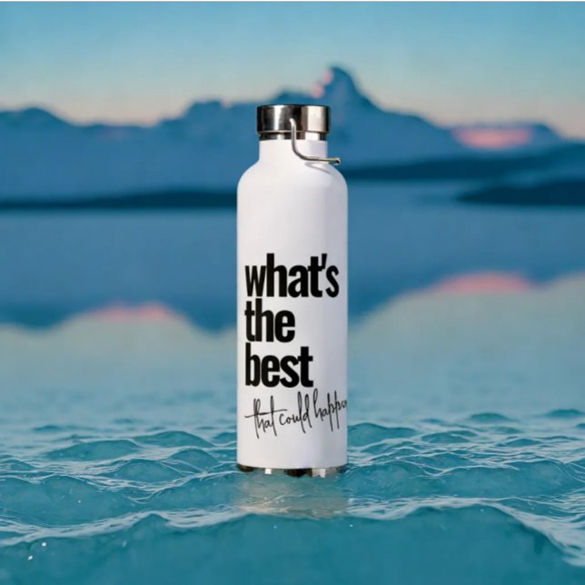 Moderner Personalisierter Schwarzer Farbtext Trinkflasche (Modern personalized what's the best typography black text water bottle)