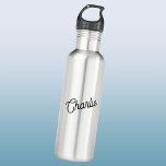 Moderner Personalisierter Skriptname Edelstahlflasche<br><div class="desc">Personalisiertes individuelle Name-Design in einem modernen,  trendigen Skript-Schriftart.</div>