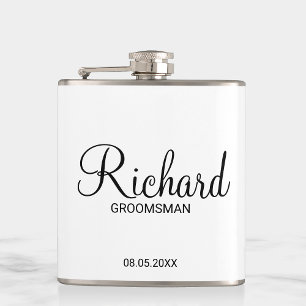 Moderner Personalisierter Trauzeuge für Skripte Flachmann