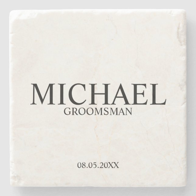 Moderner Personalisierter Trauzeuge Steinuntersetzer (Vorderseite)