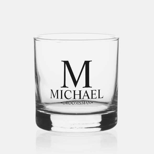 Moderner Personalisierter Trauzeuge Whiskyglas (Vorderseite)