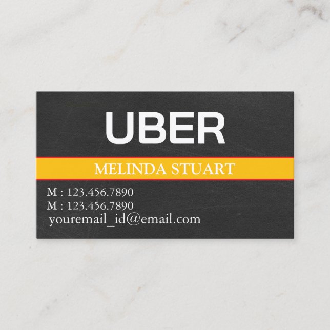 Moderner personalisierter Uber-Fahrer  Visitenkarte (Vorderseite)
