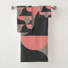 Moderner Pfirsich und Grau aus dem Mittelalter Badhandtuch Set