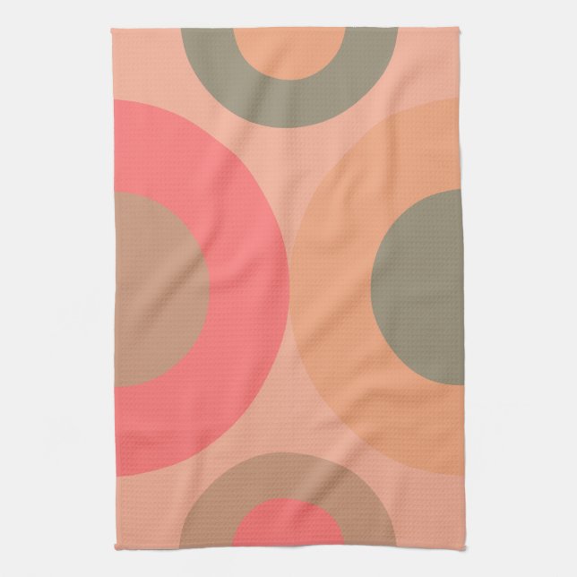 Moderner Pfirsich und Olivenhain aus dem Mittelalt Geschirrtuch (Vertikal)