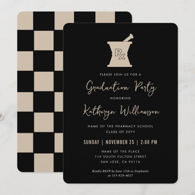 Moderner PharmD Pharmacy School Abschluss Einladung (Vorne/Hinten)