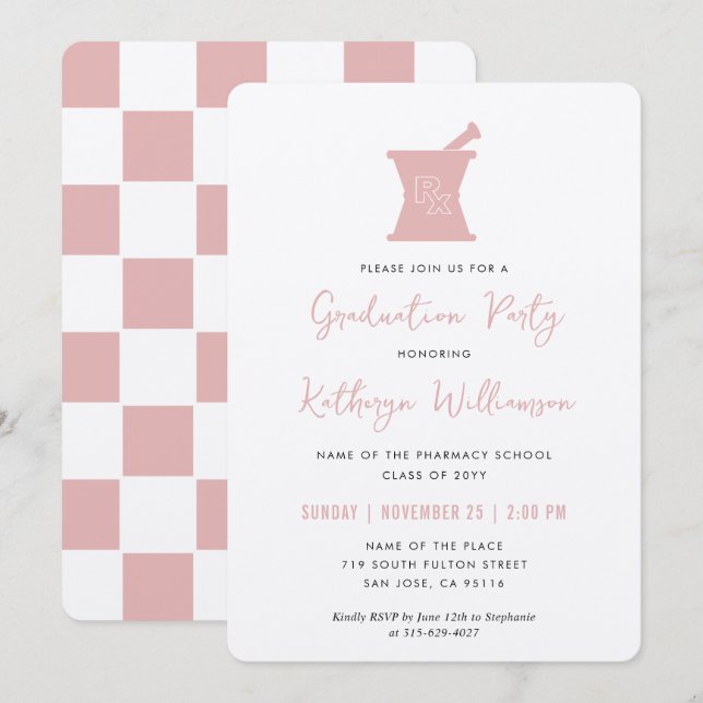Moderner PharmD Pharmacy School Abschluss Einladung (Vorne/Hinten)