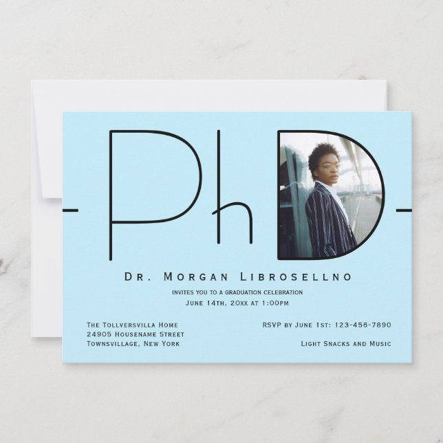 Moderner PhD-Abschluss für Foto Einladung (Vorderseite)