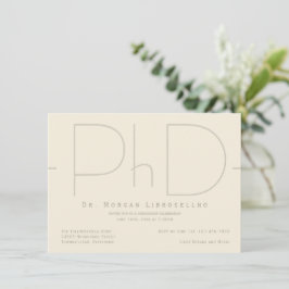 Moderner PhD-Abschluss in Beige Einladung